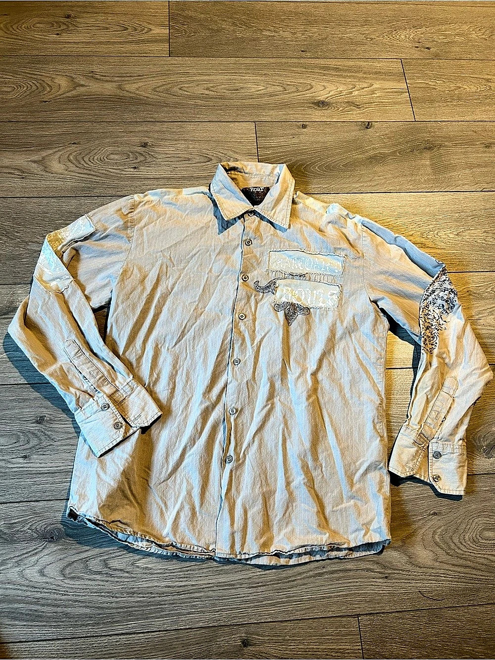 Roar / Buckle Men's Beige Button Down Western Shirt Size Large New